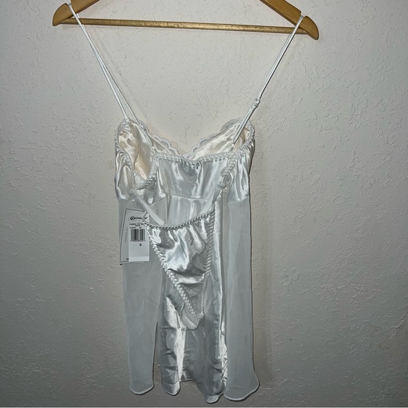 Cinema Etoile BNWT Vintage Satin Semi Sheer Baby Doll Thong Matching Set Small - Picture 8 of 15